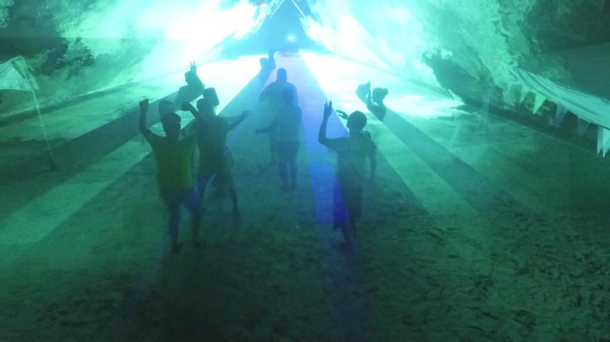 Lasers creating lighting enclosure for weddings