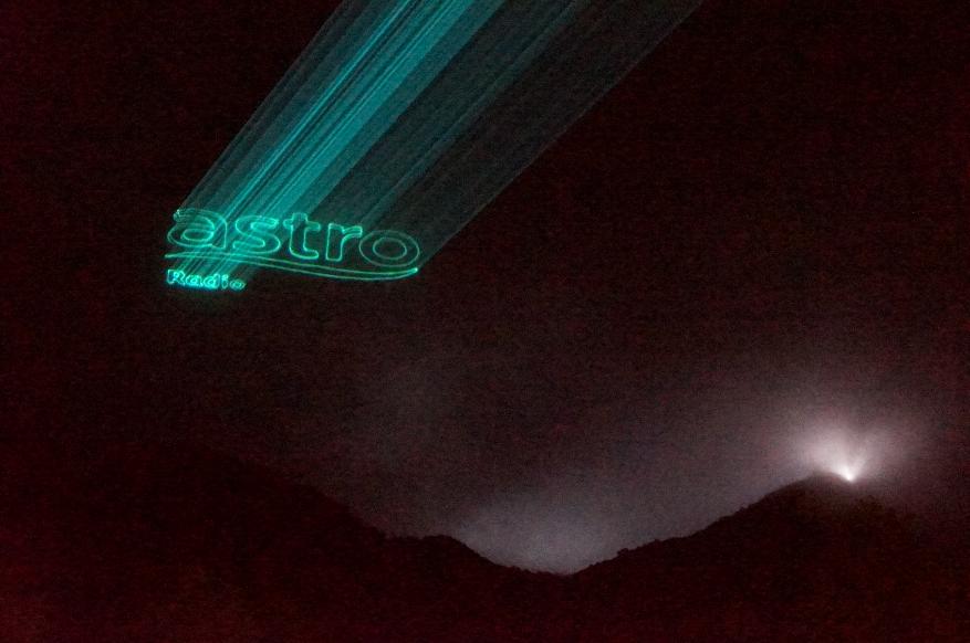 Astro logo projected on clouds