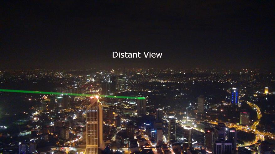 laser projected on far away buildings