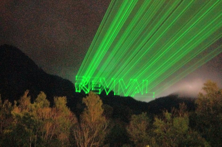 Laser Advertising on mountains